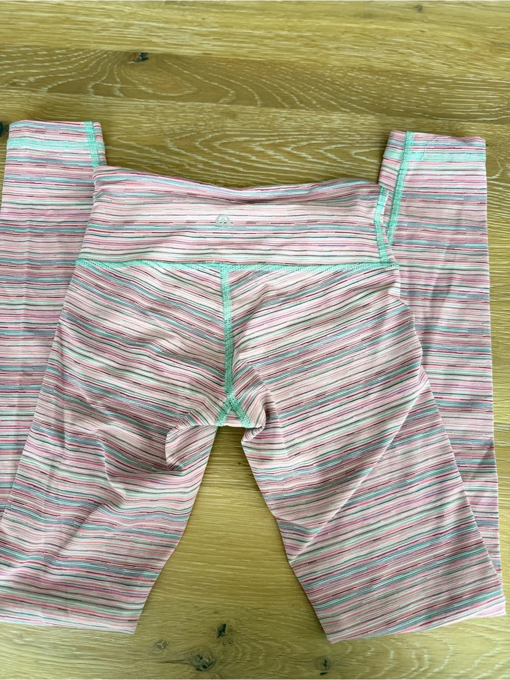 Lululemon Pink Space Dyed Leggings with Mint Trim Size 2